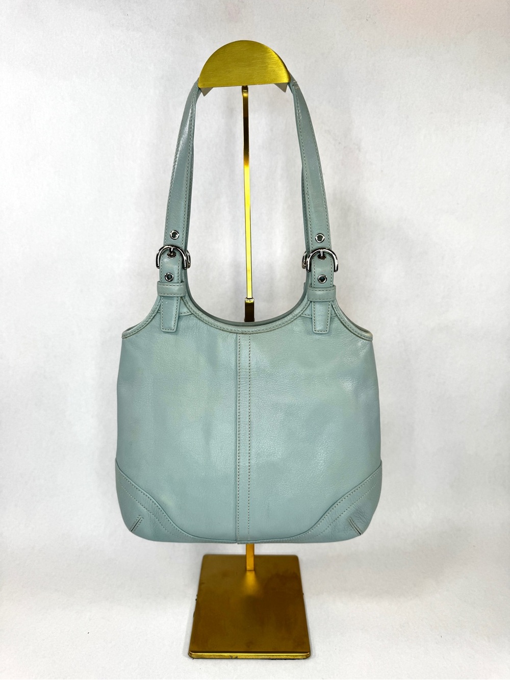 Vintage Coach Soho Slim Shoulder Bag 4983 Light Blue Leather Y2K Hobo Purse